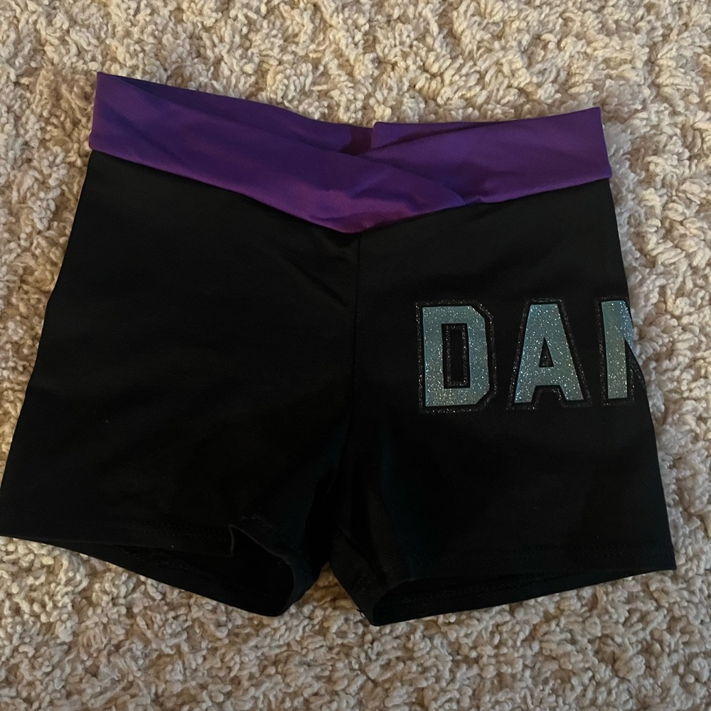 Motionwear Black and Purple Kids Dance Shorts